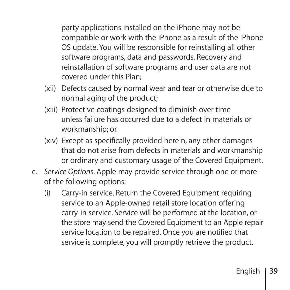 Apple AppleCare Protection Plan for iPhone User Manual | Page 39 / 80