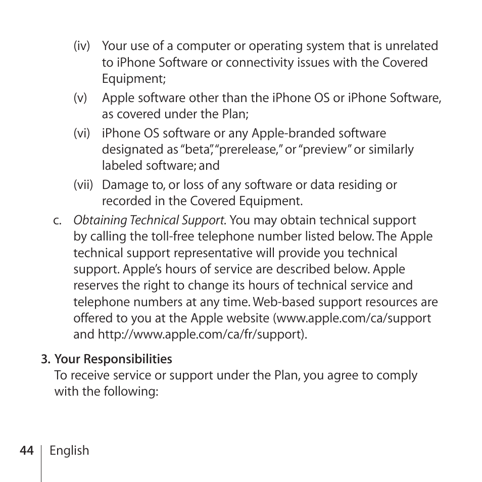 Apple AppleCare Protection Plan for iPhone User Manual | Page 44 / 80