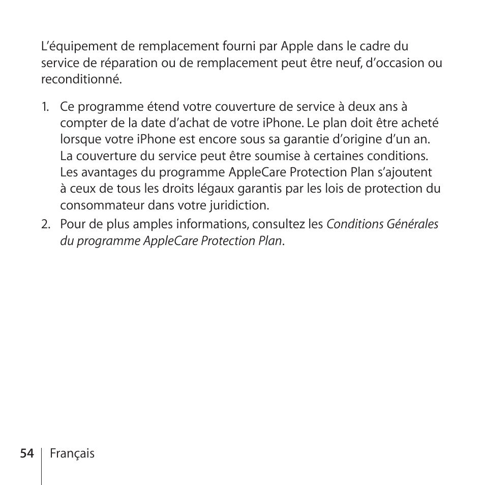 Apple AppleCare Protection Plan for iPhone User Manual | Page 54 / 80