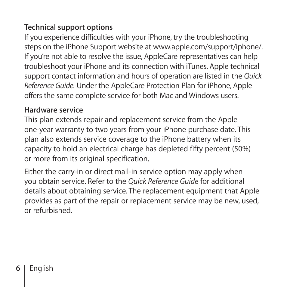 Apple AppleCare Protection Plan for iPhone User Manual | Page 6 / 80