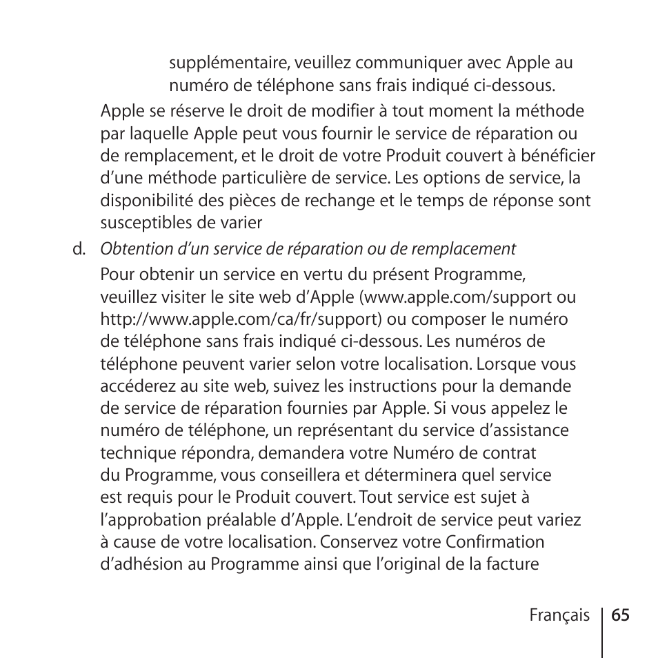 Apple AppleCare Protection Plan for iPhone User Manual | Page 65 / 80