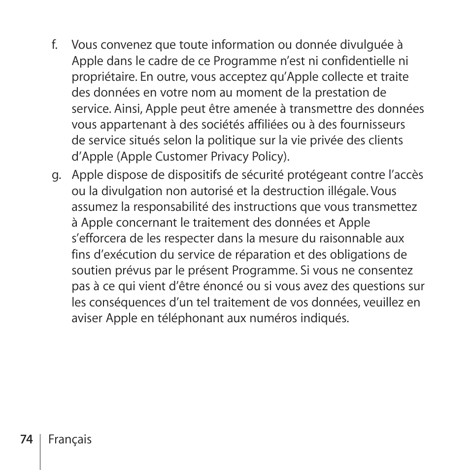 Apple AppleCare Protection Plan for iPhone User Manual | Page 74 / 80