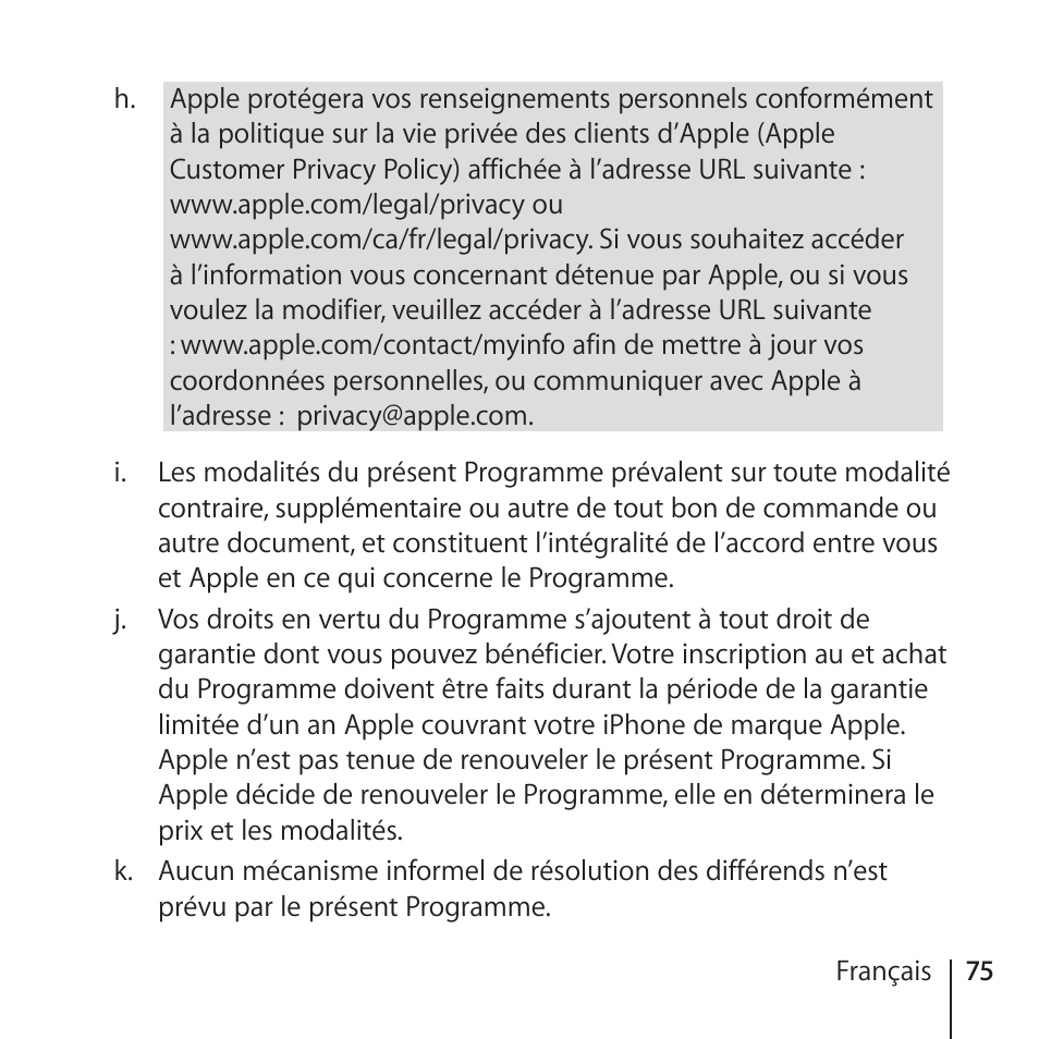 Apple AppleCare Protection Plan for iPhone User Manual | Page 75 / 80