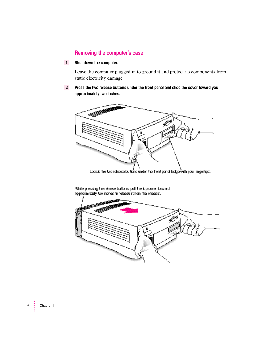 Removing the computer’s case | Apple PC Compatibility Card 7-inch card User Manual | Page 17 / 213