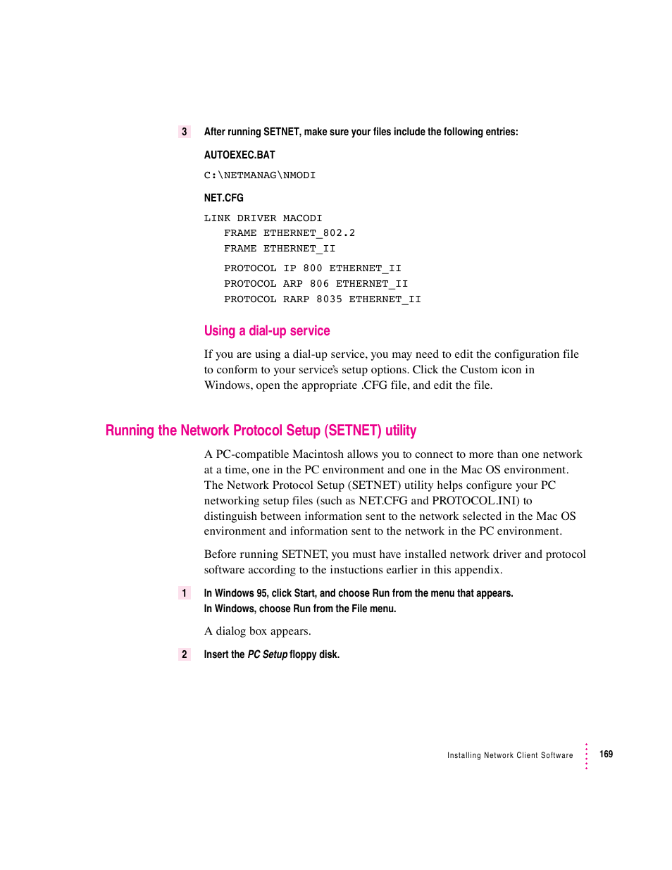 Using a dial-up service | Apple PC Compatibility Card 7-inch card User Manual | Page 177 / 213