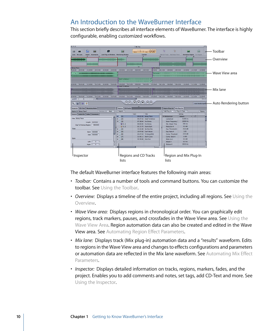 An introduction to the waveburner interface | Apple WaveBurner 1.6 User Manual | Page 10 / 82