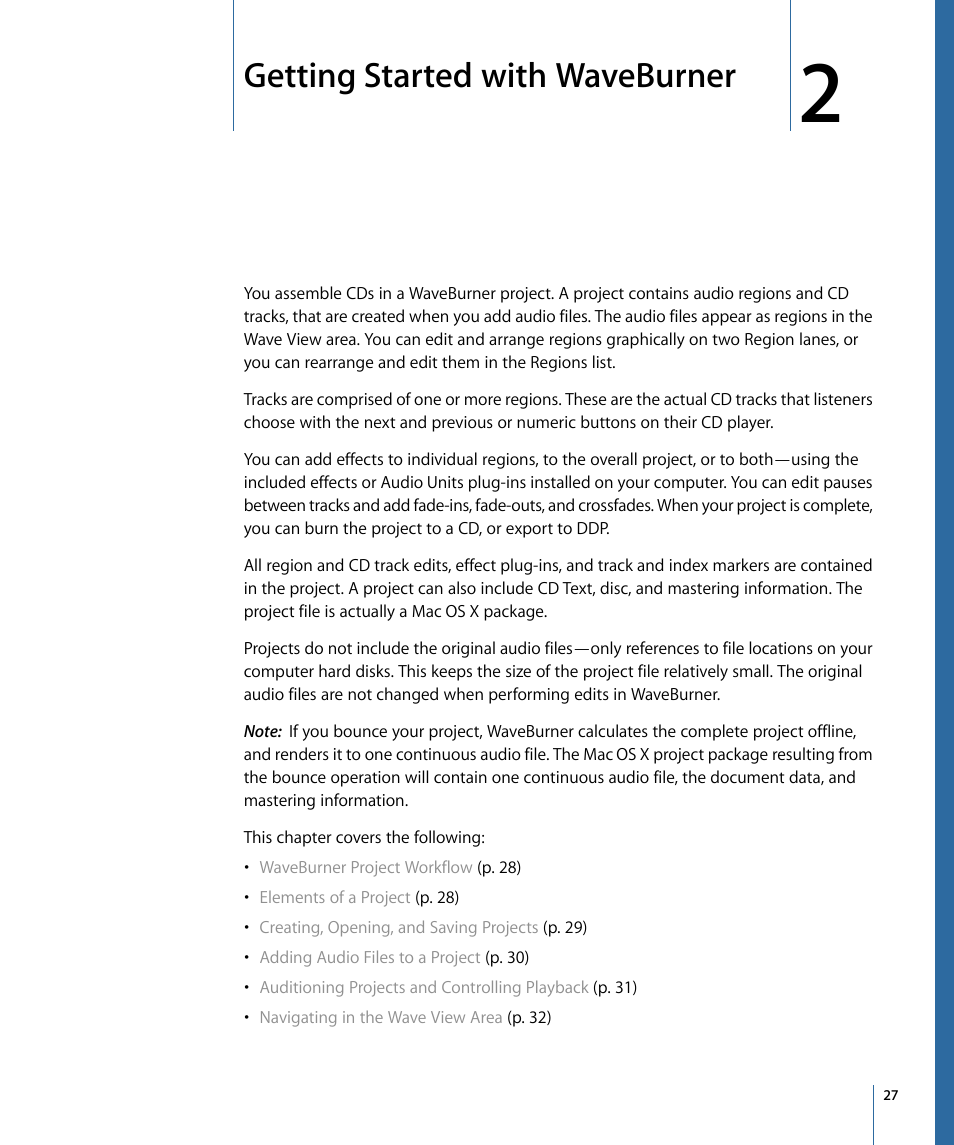 Getting started with waveburner | Apple WaveBurner 1.6 User Manual | Page 27 / 82