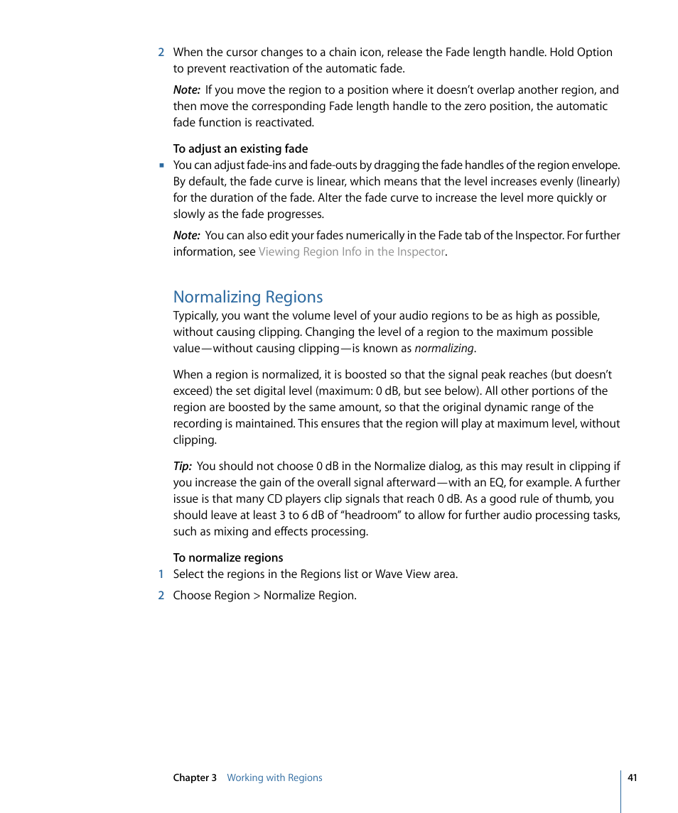 Normalizing regions | Apple WaveBurner 1.6 User Manual | Page 41 / 82