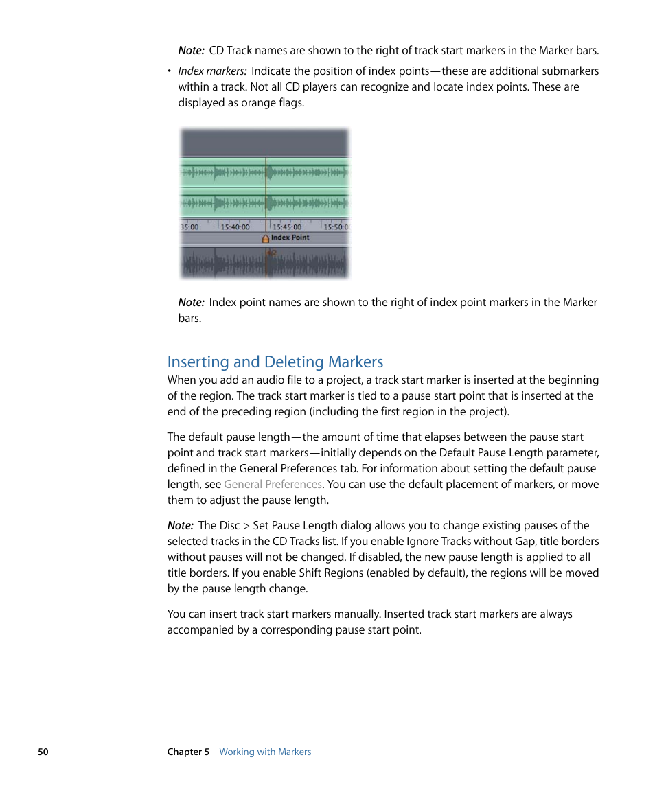 Inserting and deleting markers | Apple WaveBurner 1.6 User Manual | Page 50 / 82