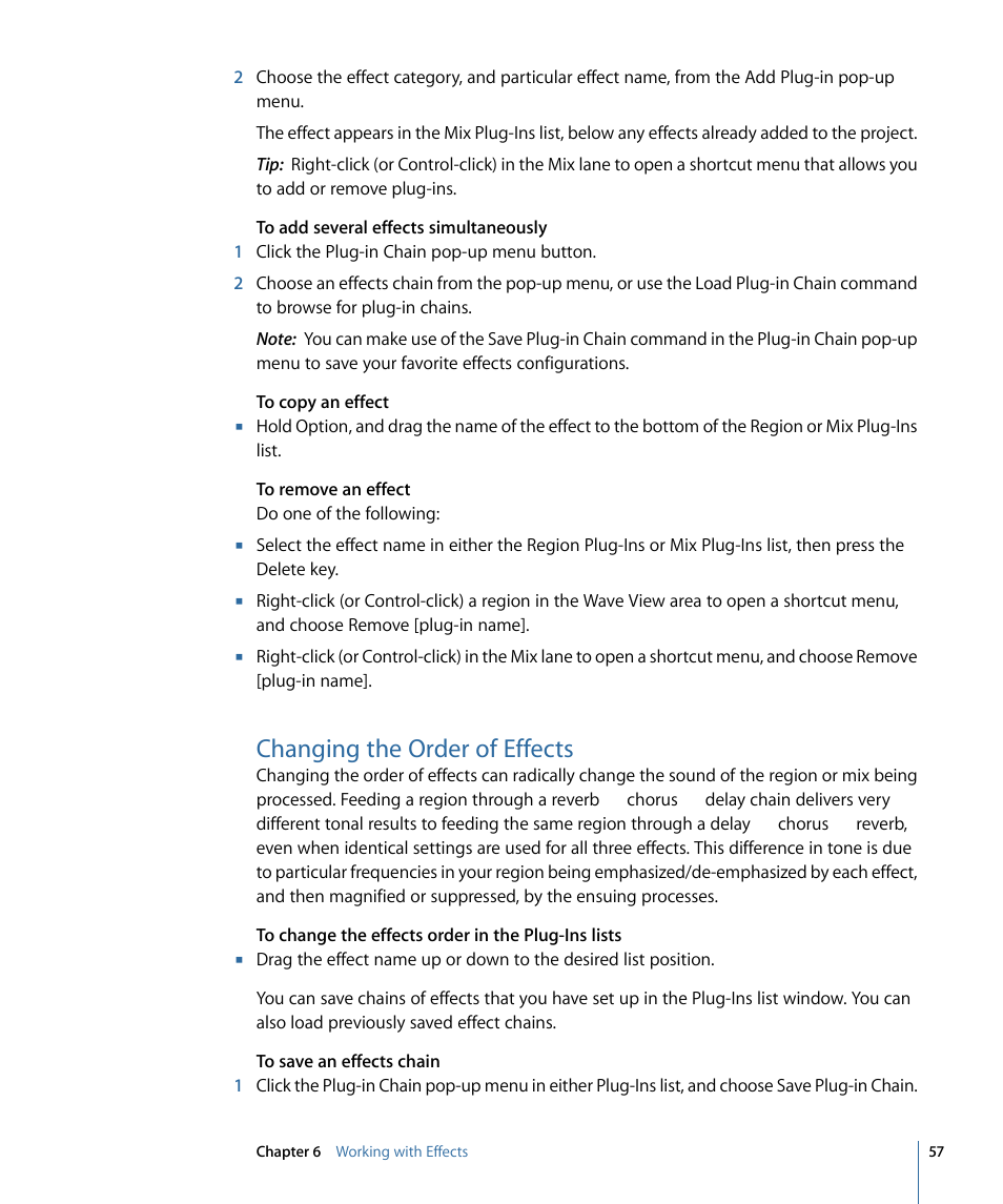 Changing the order of effects | Apple WaveBurner 1.6 User Manual | Page 57 / 82