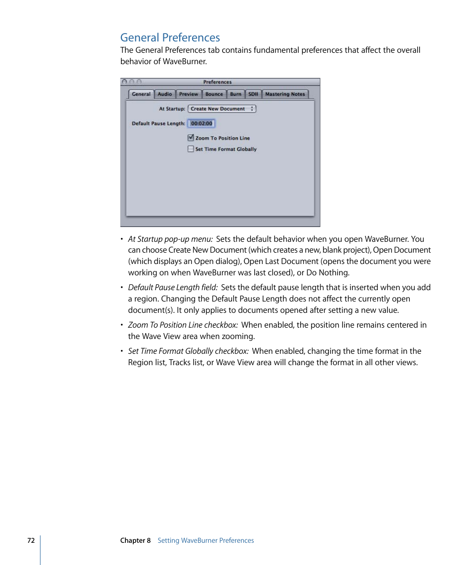 General preferences | Apple WaveBurner 1.6 User Manual | Page 72 / 82
