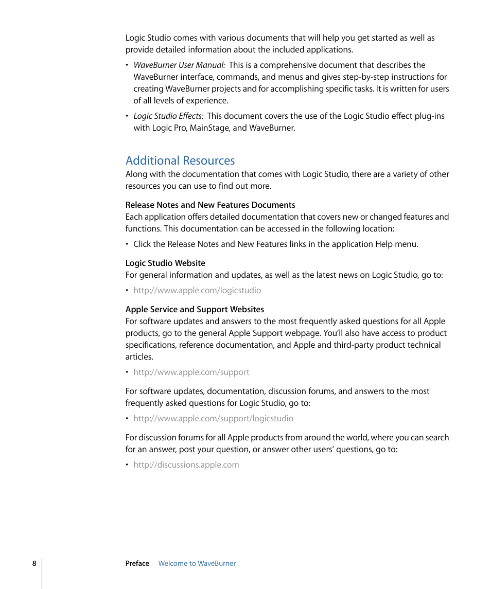 Additional resources | Apple WaveBurner 1.6 User Manual | Page 8 / 82