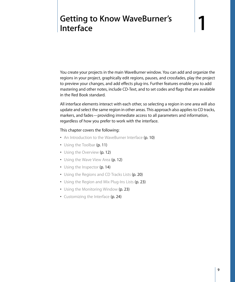 Getting to know waveburner’s interface | Apple WaveBurner 1.6 User Manual | Page 9 / 82