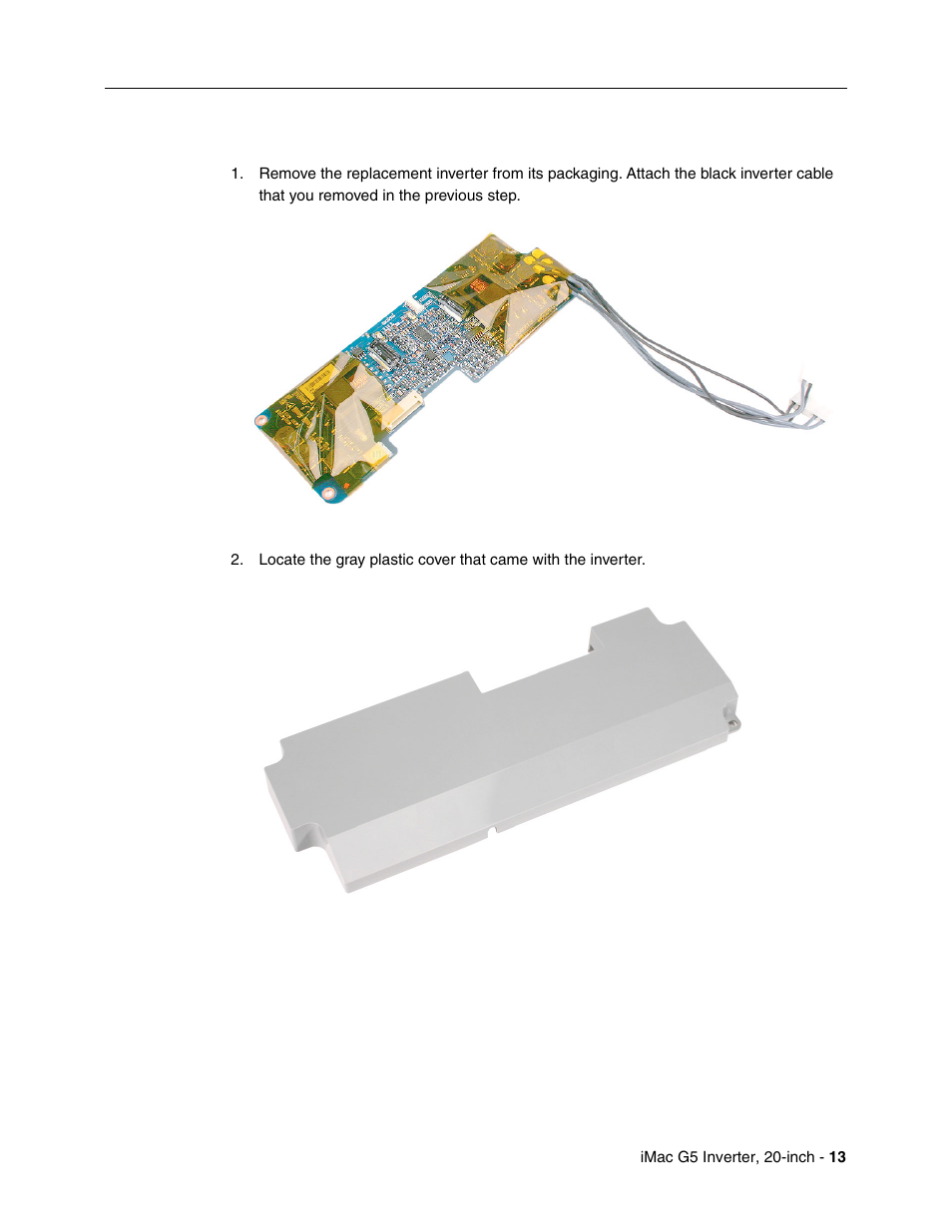 Installing the replacement inverter | Apple iMac G5, 20-inch User Manual | Page 13 / 22