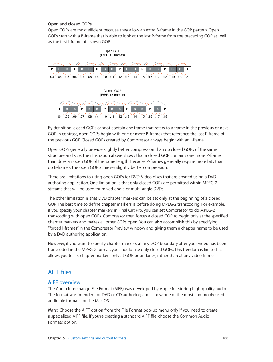 Aiff files, Aiff overview, 100 aiff files 100 | Apple Compressor (4.0) User Manual | Page 100 / 266