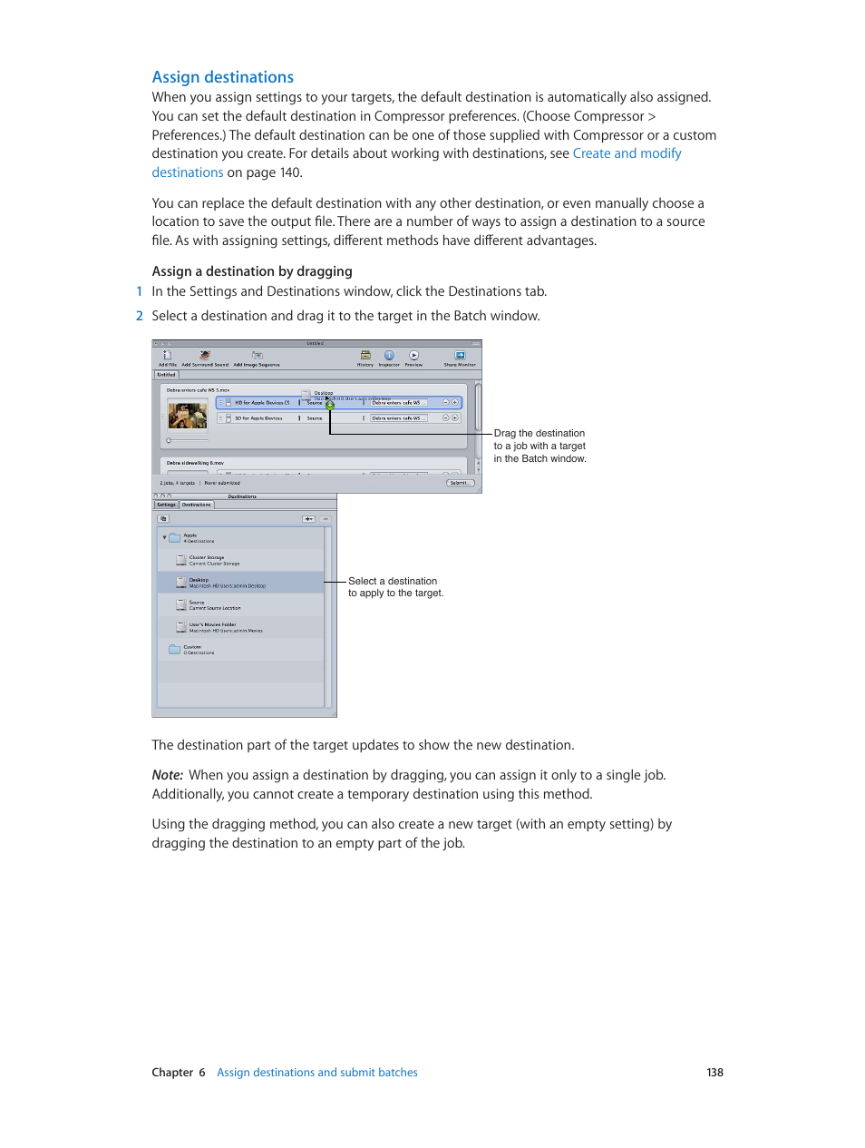 Assign destinations | Apple Compressor (4.0) User Manual | Page 138 / 266