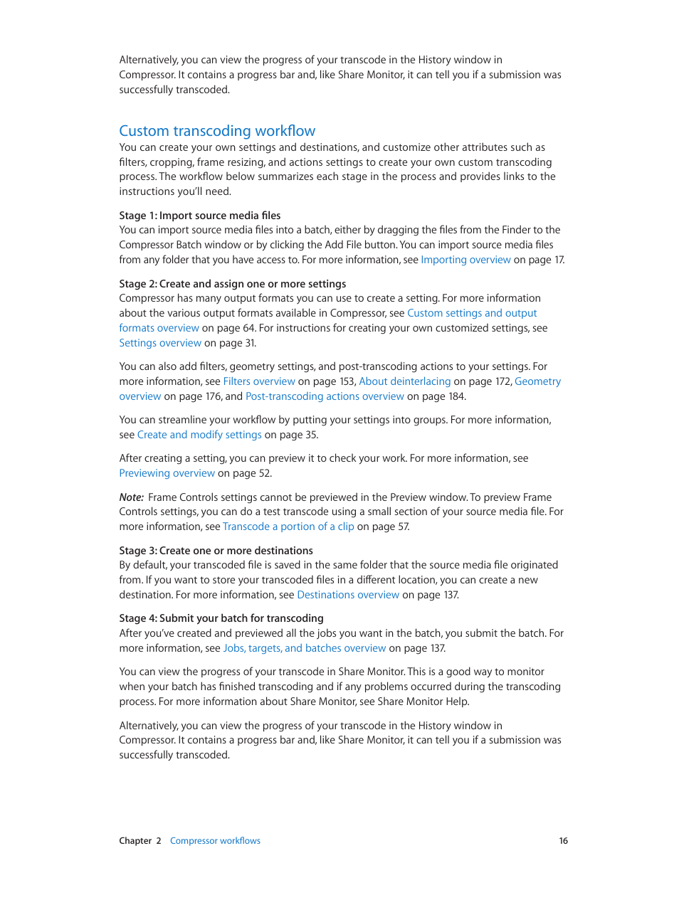 Custom transcoding workflow, 16 custom transcoding workflow | Apple Compressor (4.0) User Manual | Page 16 / 266