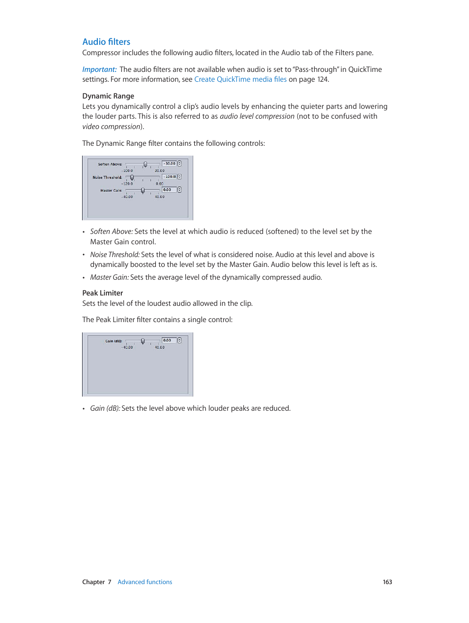 Audio filters | Apple Compressor (4.0) User Manual | Page 163 / 266