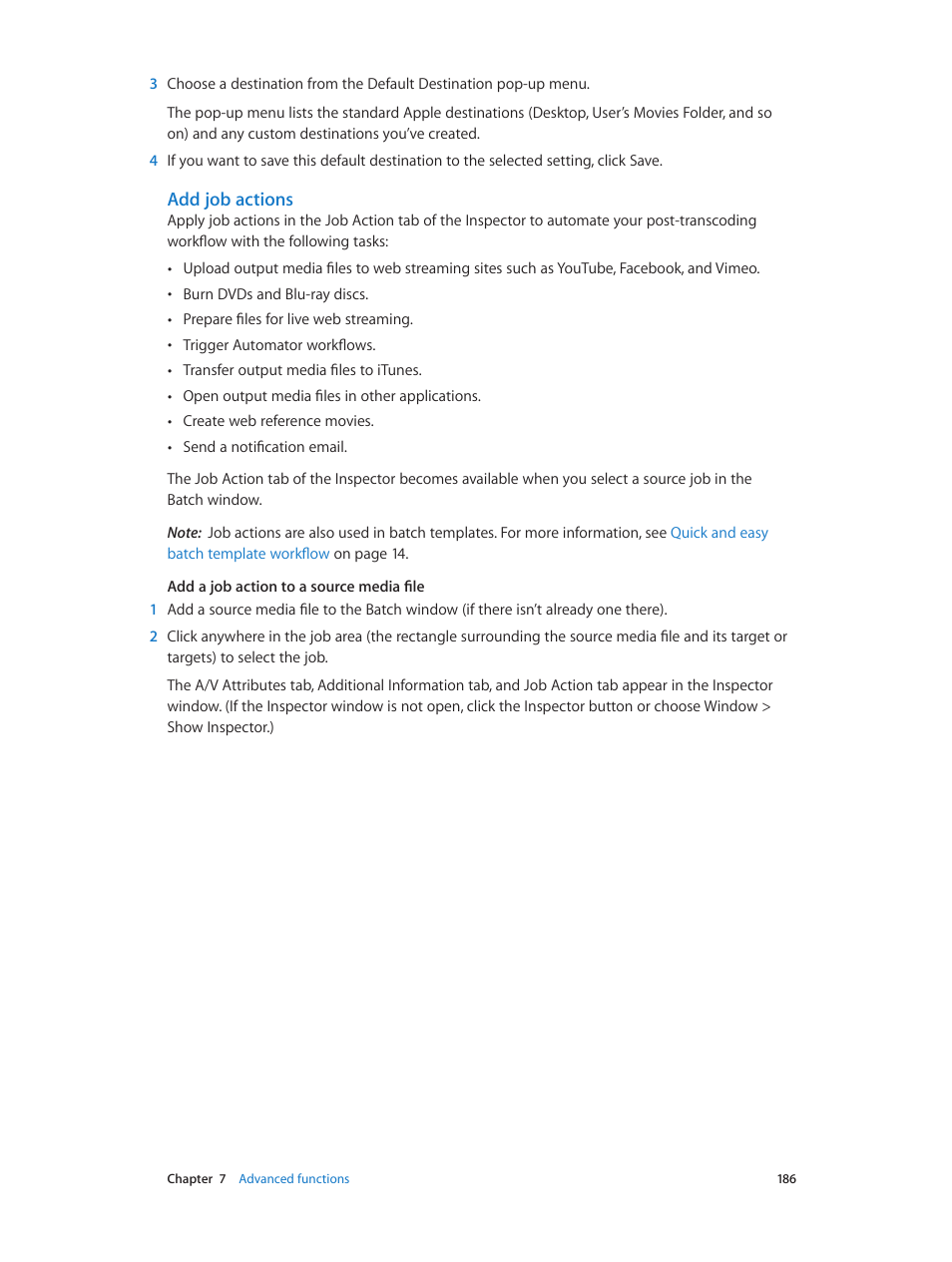 Add job actions | Apple Compressor (4.0) User Manual | Page 186 / 266