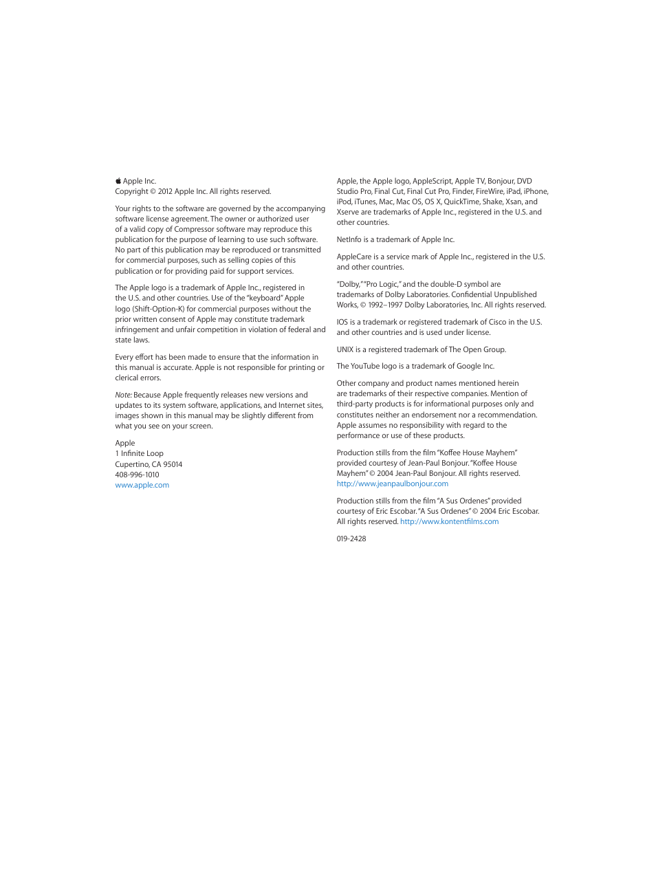 Apple Compressor (4.0) User Manual | Page 2 / 266
