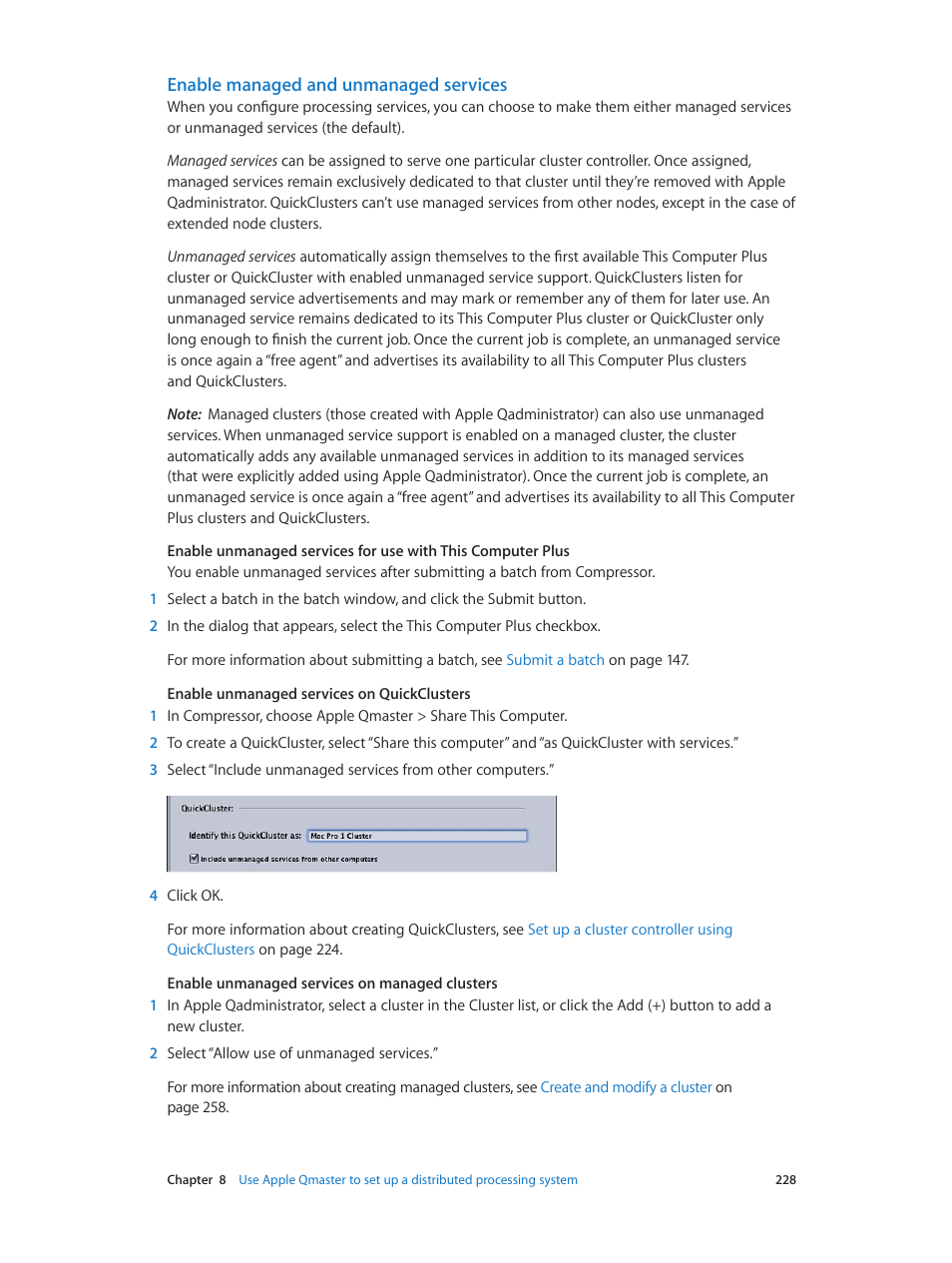 Enable managed and unmanaged services | Apple Compressor (4.0) User Manual | Page 228 / 266