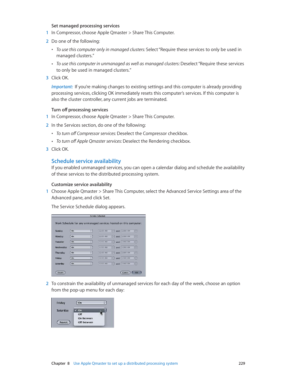 Schedule service availability | Apple Compressor (4.0) User Manual | Page 229 / 266