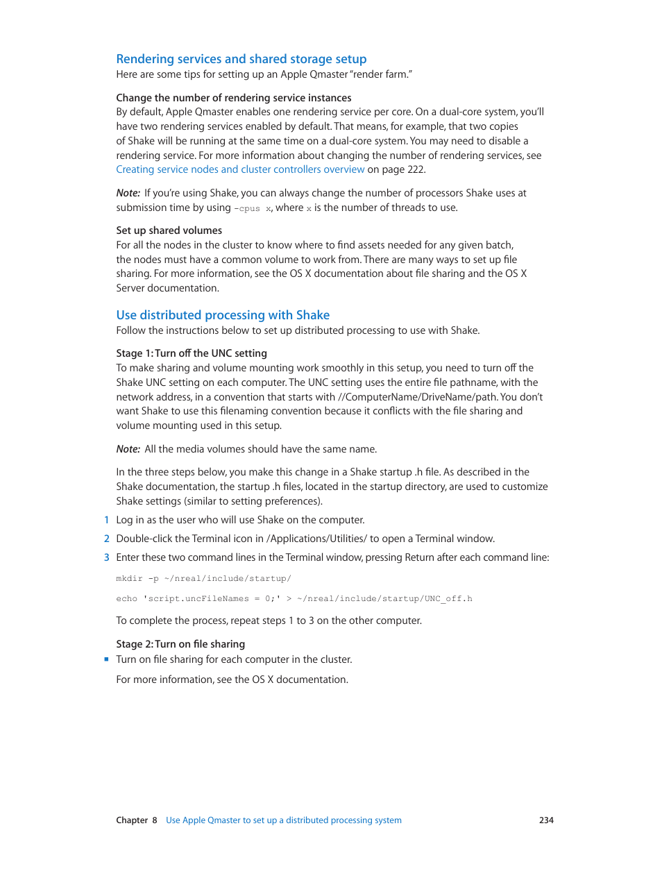 Rendering services and shared storage setup, Use distributed processing with shake | Apple Compressor (4.0) User Manual | Page 234 / 266