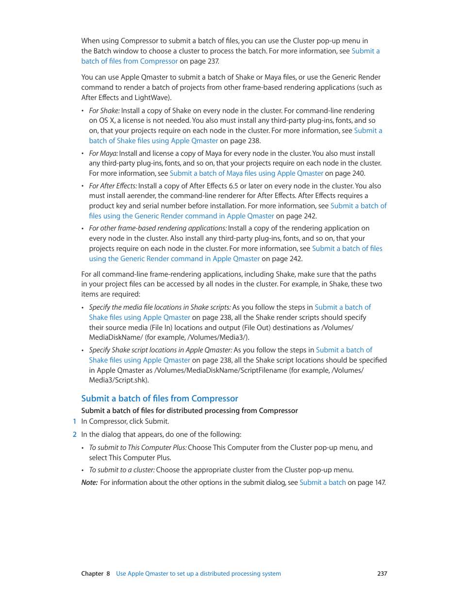 Submit a batch of files from compressor, Submit a batch of files, From compressor | Apple Compressor (4.0) User Manual | Page 237 / 266