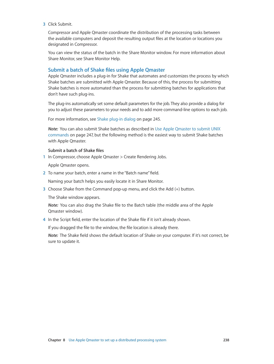Submit a batch of shake files using apple qmaster, Submit a, Batch of shake files using apple qmaster | Eps in, Submit a batch of, Shake files using apple qmaster | Apple Compressor (4.0) User Manual | Page 238 / 266