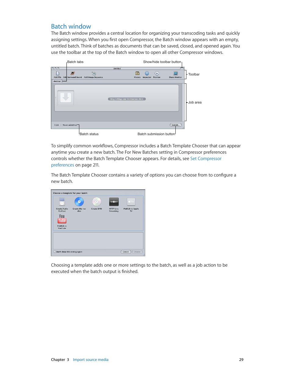 Batch window, 29 batch window | Apple Compressor (4.0) User Manual | Page 29 / 266