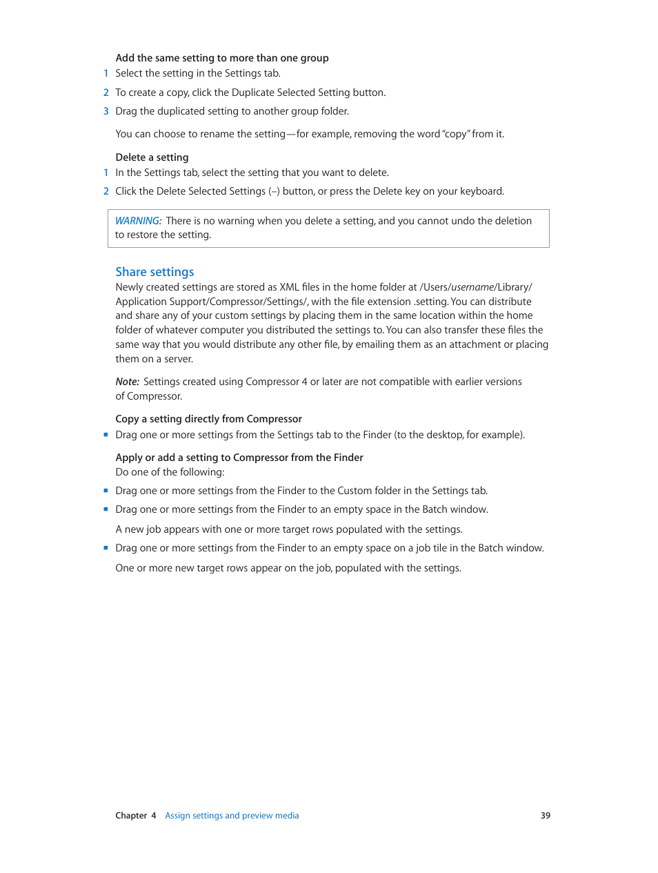 Share settings | Apple Compressor (4.0) User Manual | Page 39 / 266