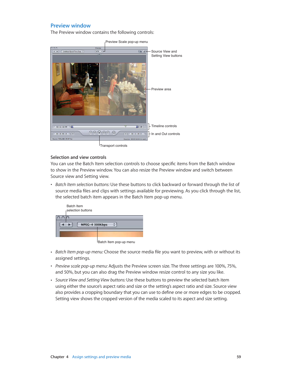 Preview window | Apple Compressor (4.0) User Manual | Page 59 / 266