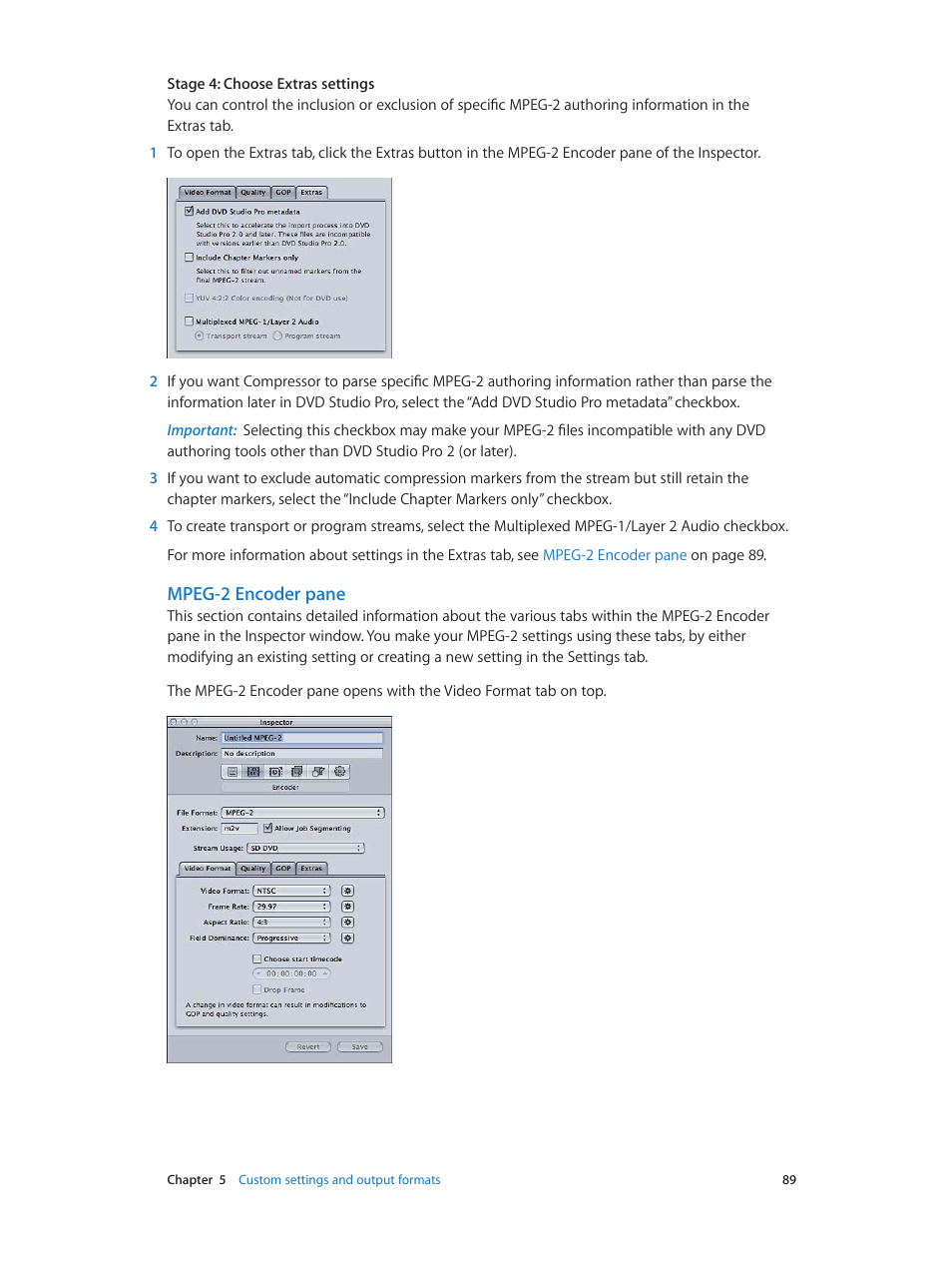 Mpeg-2 encoder pane, Mpeg-2 encoder, Pane | Apple Compressor (4.0) User Manual | Page 89 / 266
