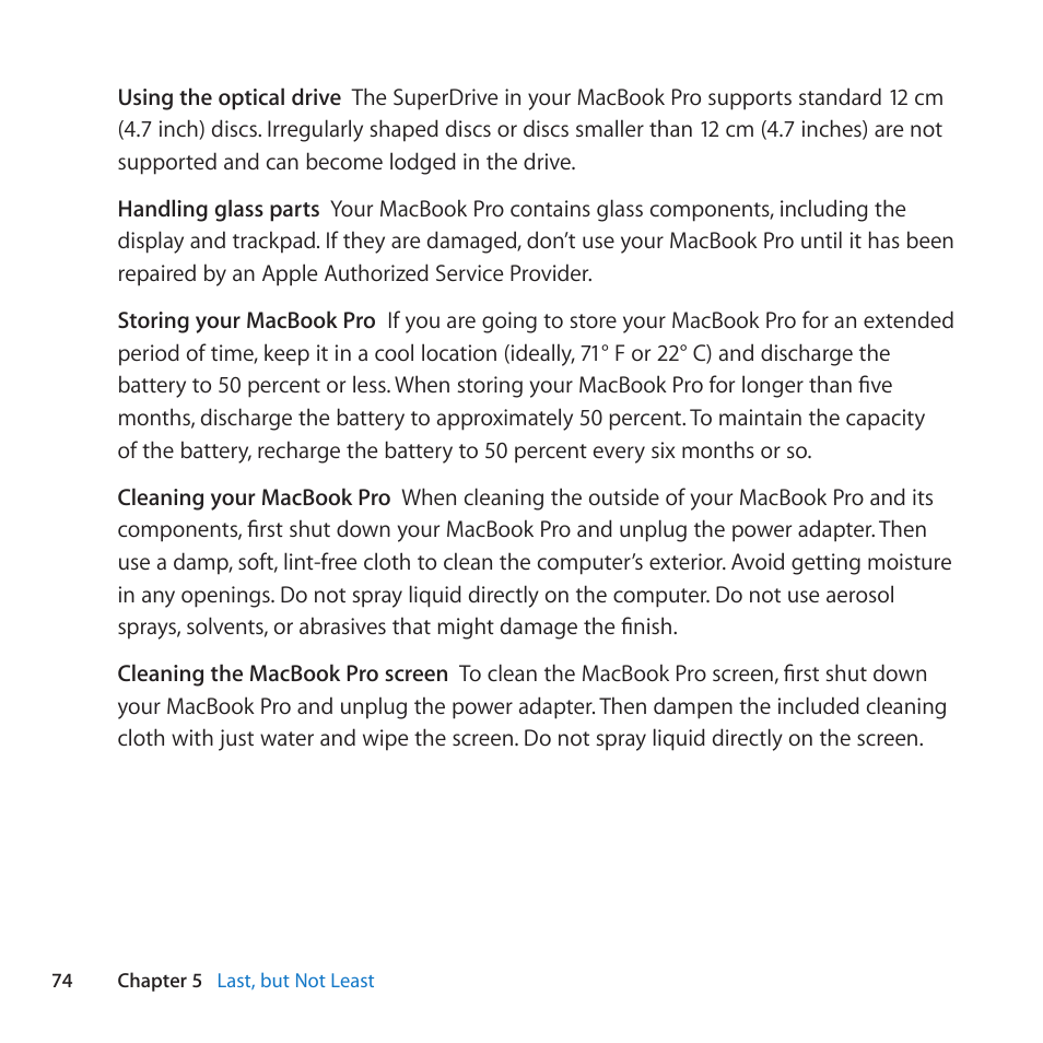 Apple MacBook Pro (15-inch, Late 2011) User Manual | Page 74 / 88