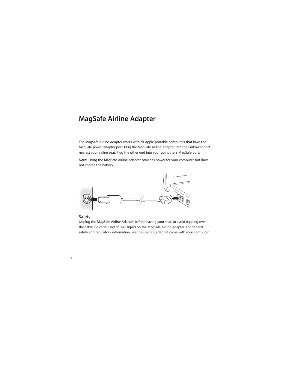 Magsafe airline adapter | Apple MagSafe Airline Adapter User Manual | Page 2 / 16