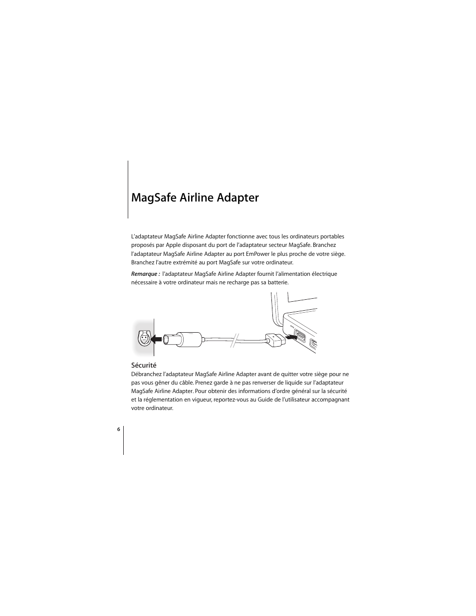 Magsafe airline adapter | Apple MagSafe Airline Adapter User Manual | Page 6 / 16