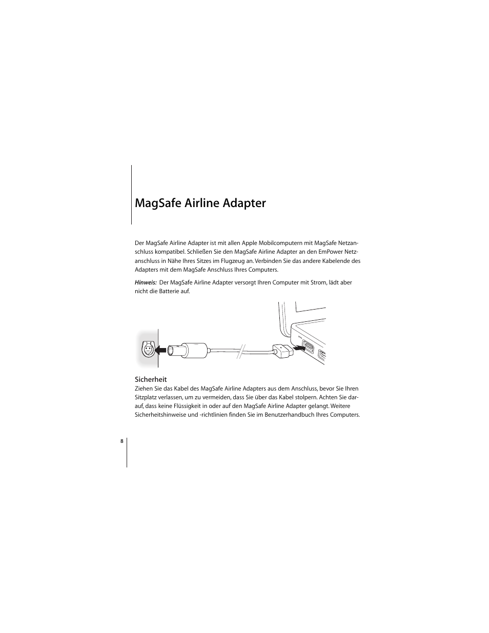 Magsafe airline adapter | Apple MagSafe Airline Adapter User Manual | Page 8 / 16