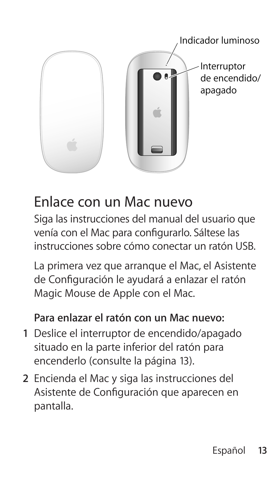 Enlace con un mac nuevo | Apple Magic Mouse User Manual | Page 13 / 48