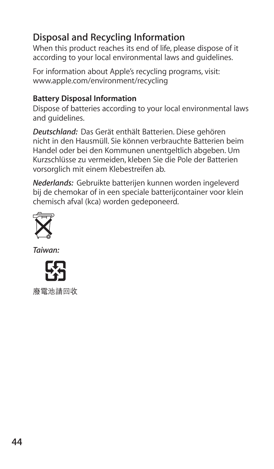 Apple Magic Mouse User Manual | Page 44 / 48