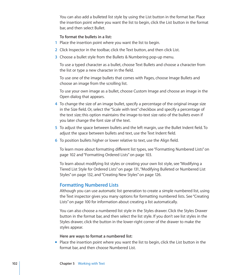 Formatting numbered lists | Apple Pages '09 User Manual | Page 102 / 279