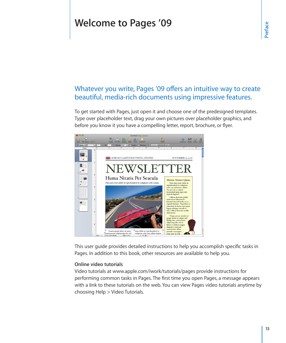 Welcome to pages ’09 | Apple Pages '09 User Manual | Page 13 / 279