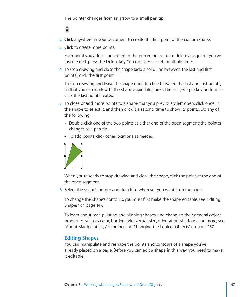 Editing shapes | Apple Pages '09 User Manual | Page 147 / 279