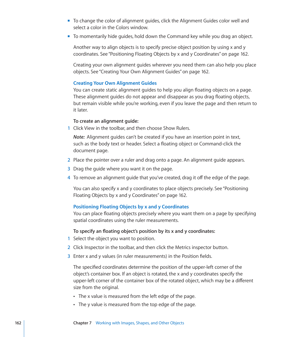 Creating your own alignment guides | Apple Pages '09 User Manual | Page 162 / 279