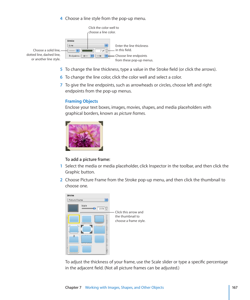 Framing objects | Apple Pages '09 User Manual | Page 167 / 279
