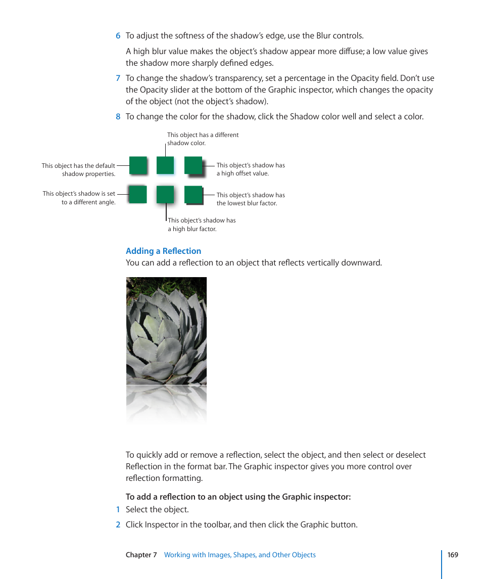 Adding a reflection | Apple Pages '09 User Manual | Page 169 / 279