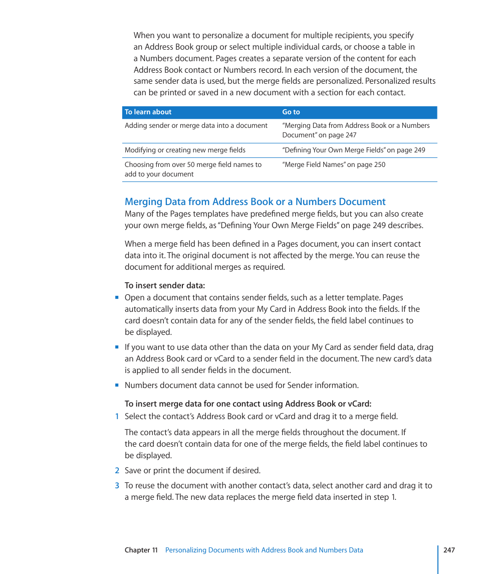 Apple Pages '09 User Manual | Page 247 / 279