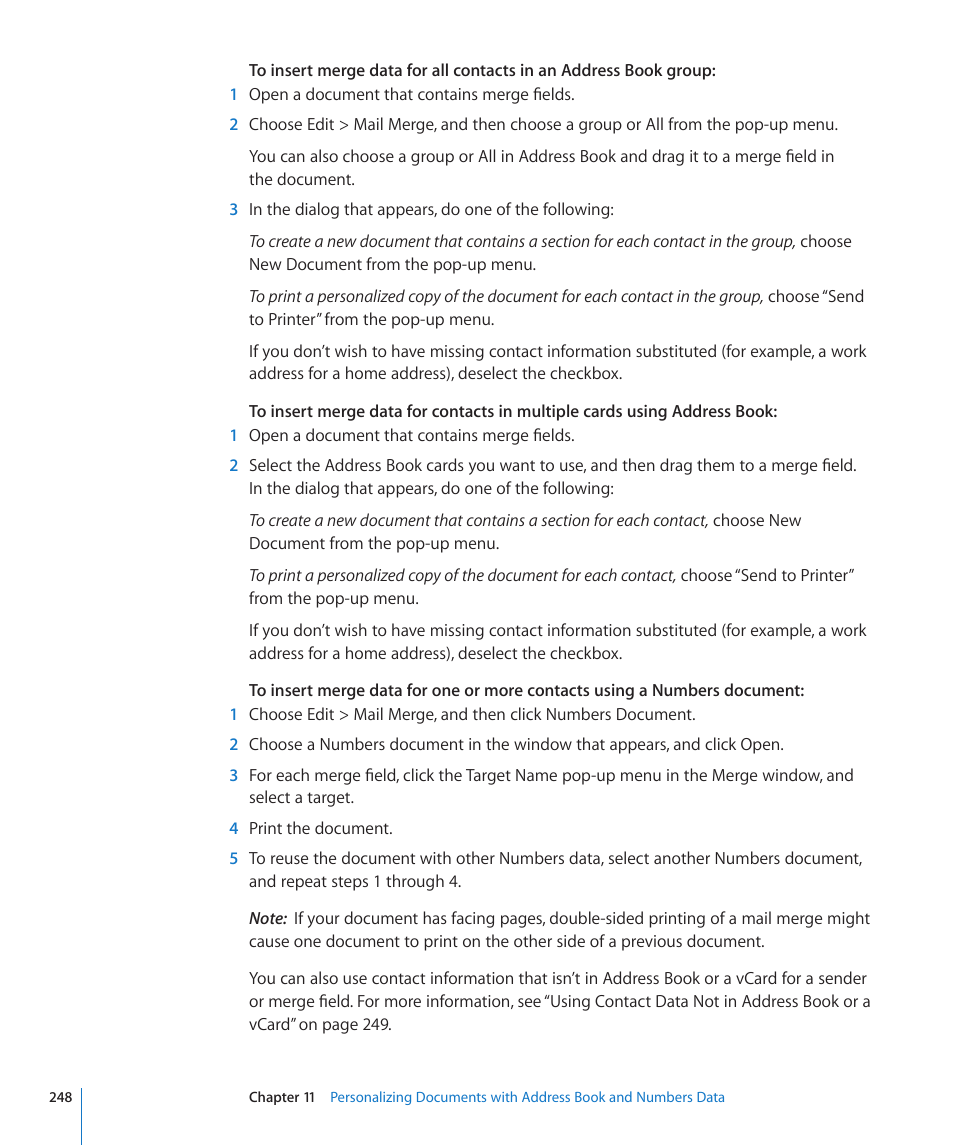 Apple Pages '09 User Manual | Page 248 / 279