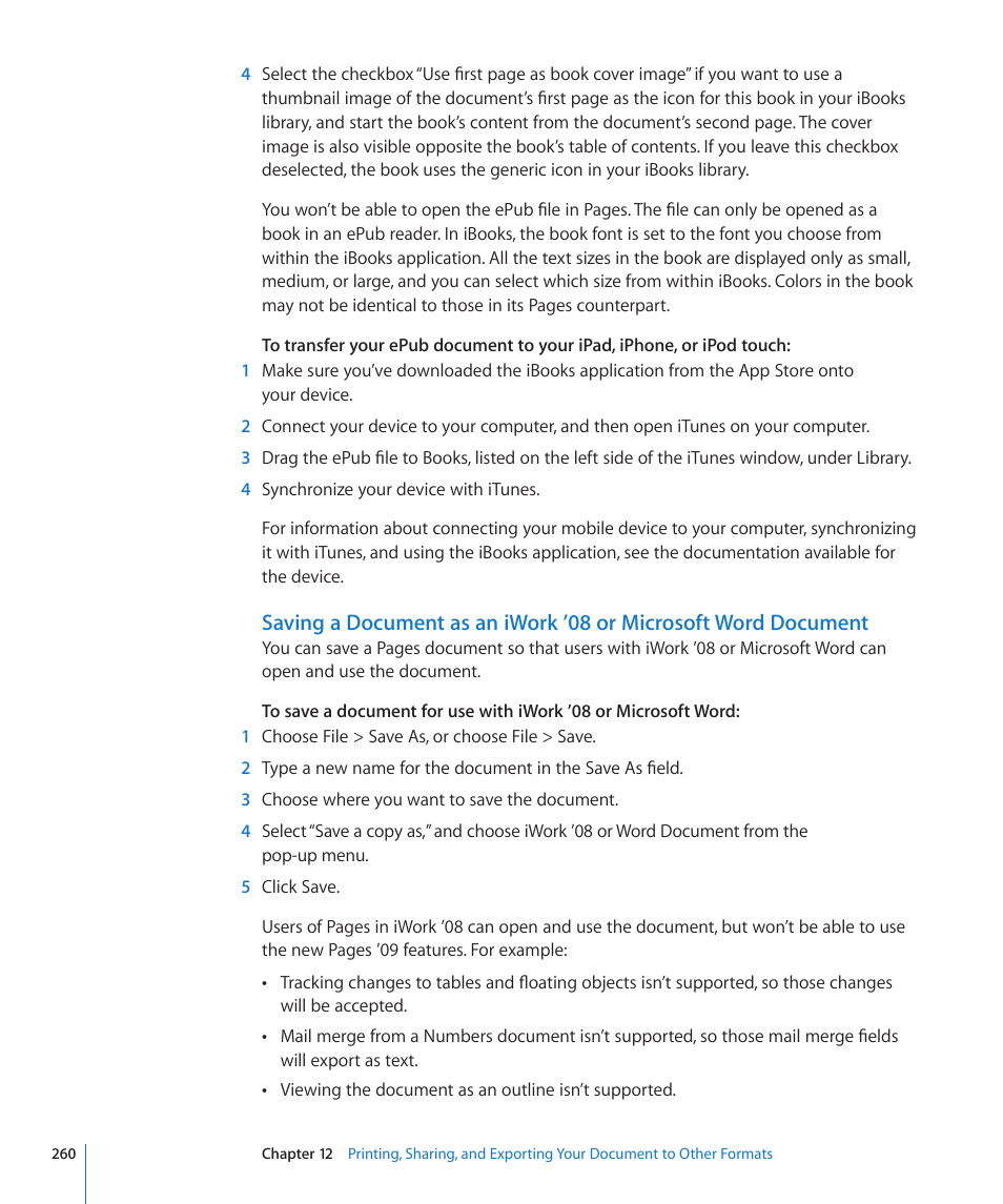 Apple Pages '09 User Manual | Page 260 / 279