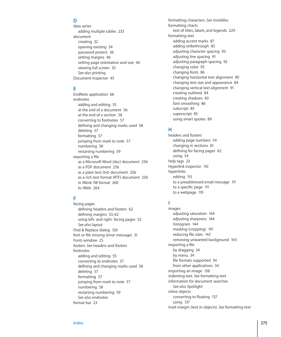 Apple Pages '09 User Manual | Page 275 / 279