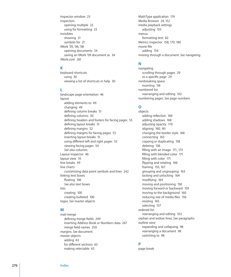 Apple Pages '09 User Manual | Page 276 / 279